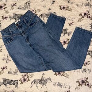 High waisted straight leg jeans